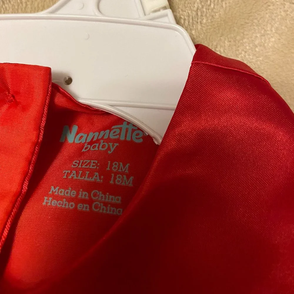 Nannette Baby Girl 2pc. White Sparkly Coat/Red Dress - Picture 9 of 15